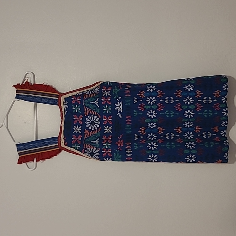 Free People Cozumel Mini Embroidered Floral Dress Linen Blend Sleeveless Sz Sm
